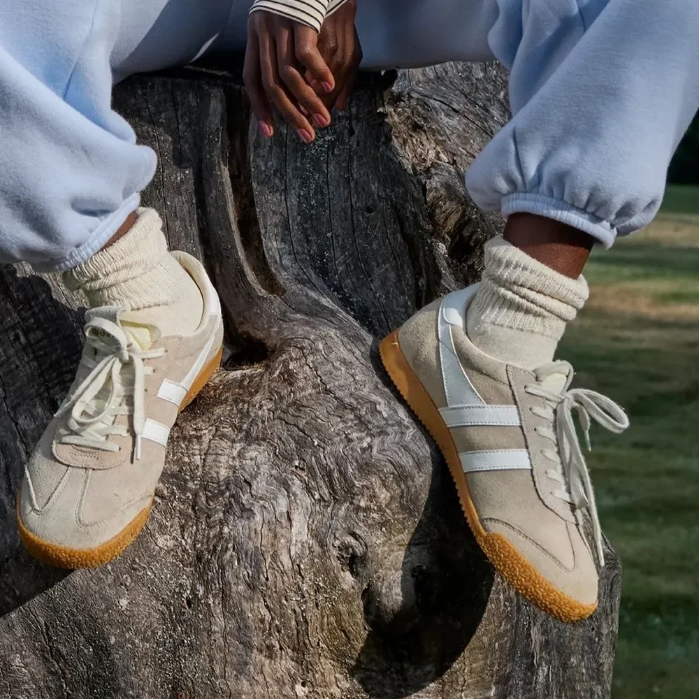 OFFLINE Heather Frost Cream Tan Short Scrunch Tab Logo Cotton Socks